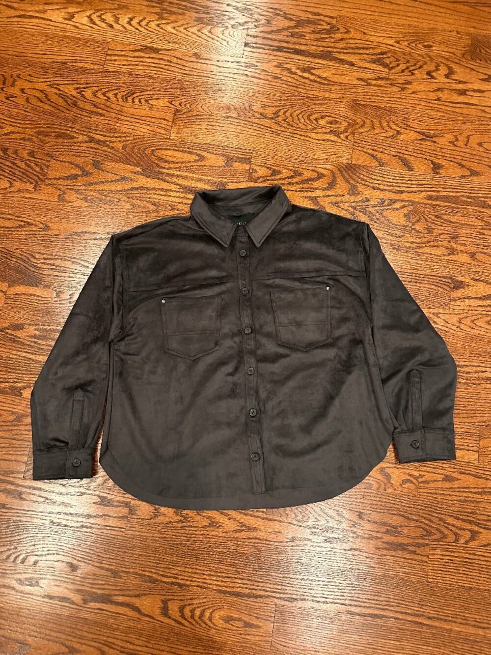 Sanctuary Faux Suede Brown Button-Up Shacket XL NWT
